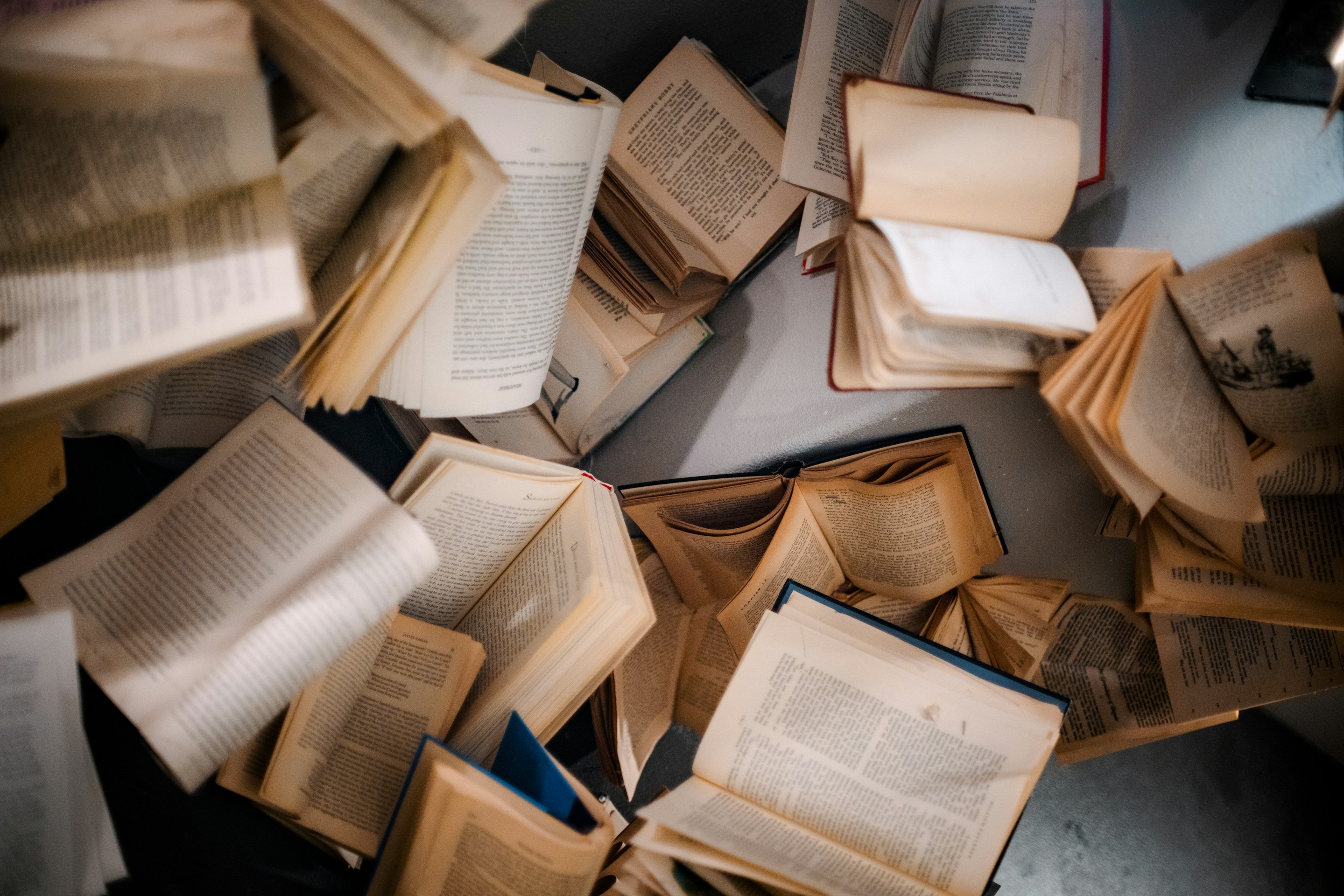 Open books and writing materials