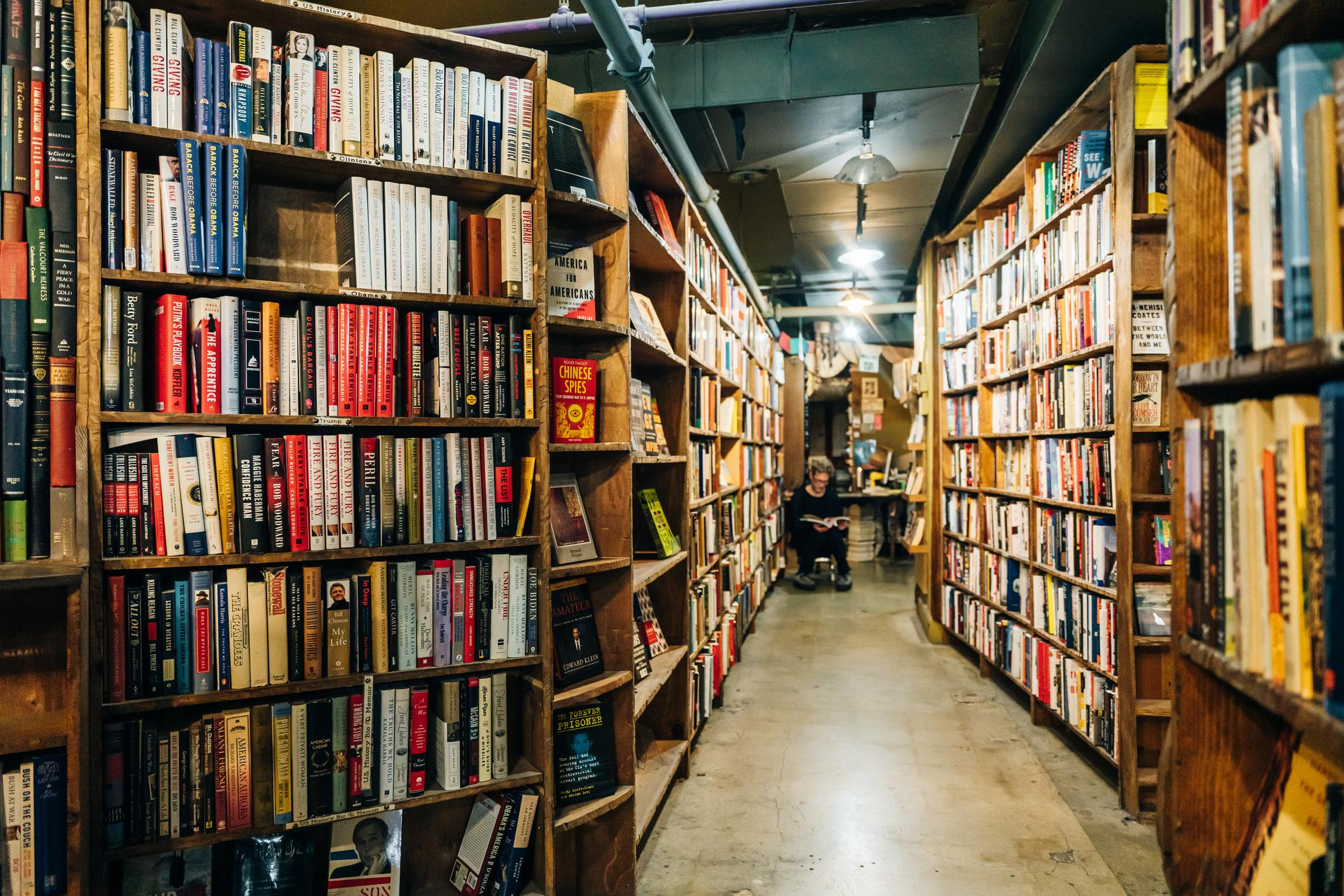 A library lined with books