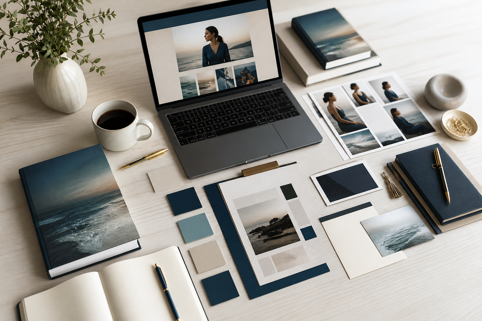 A cohesive author brand system in a creative studio