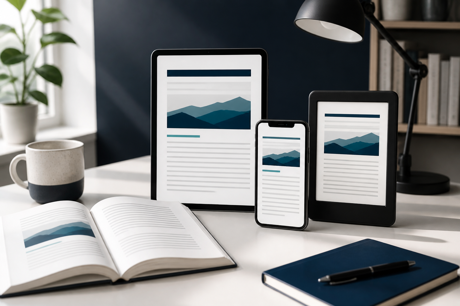 A responsive eBook displayed across reading devices